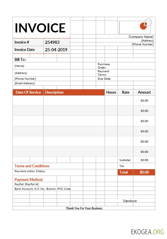Modèle de facture de paiement